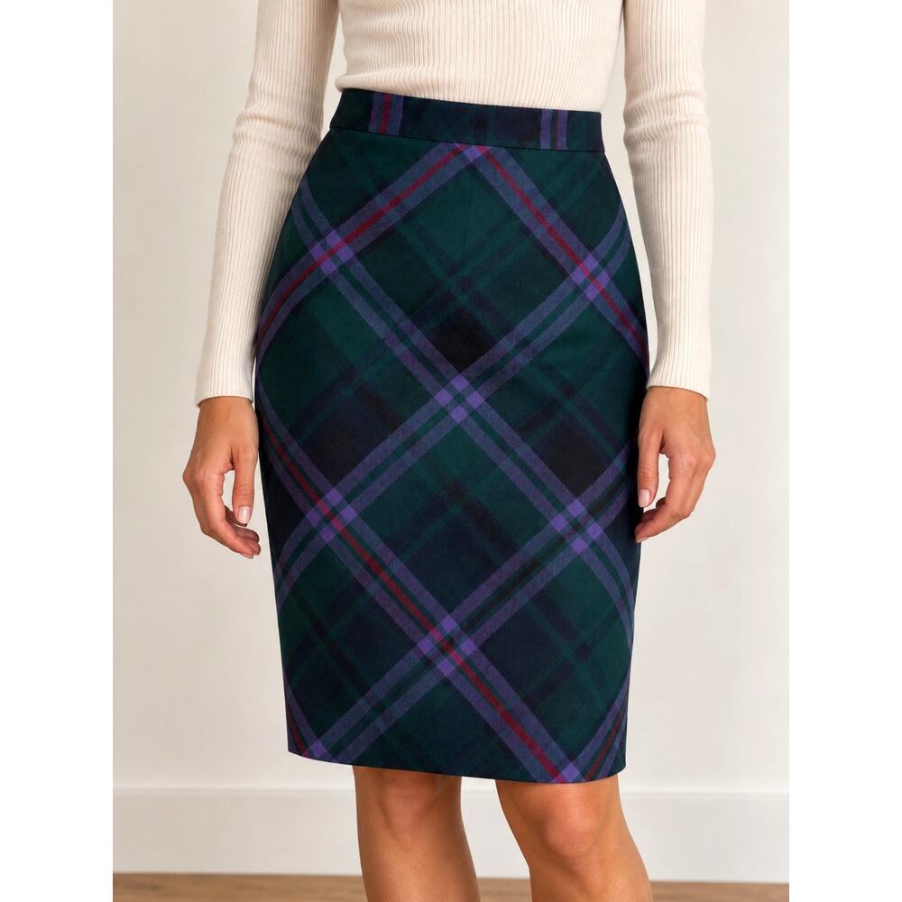 Eddie Bauer Women’s Plaid Wool Blend Pencil Skirt Size 6 Tartan Preppy Academia